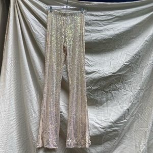 Lucy in the Sky cream sequin formal pants, size XS
